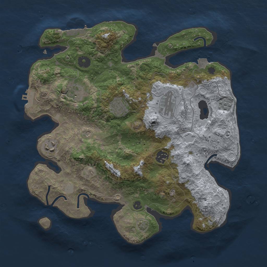 Rust Map: Procedural Map, Size: 3250, Seed: 462815418, 14 Monuments