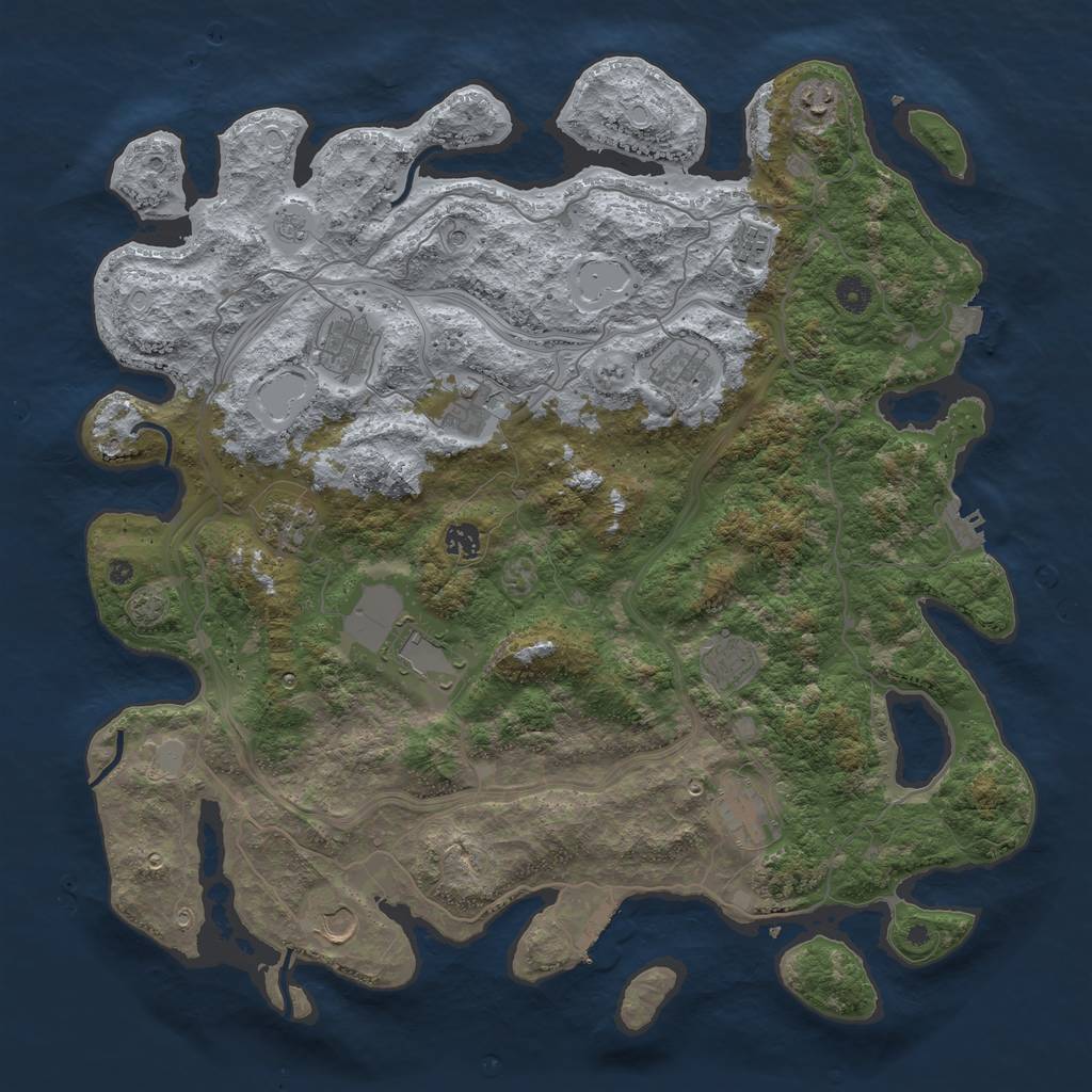 Rust Map: Procedural Map, Size: 4500, Seed: 696969691, 19 Monuments