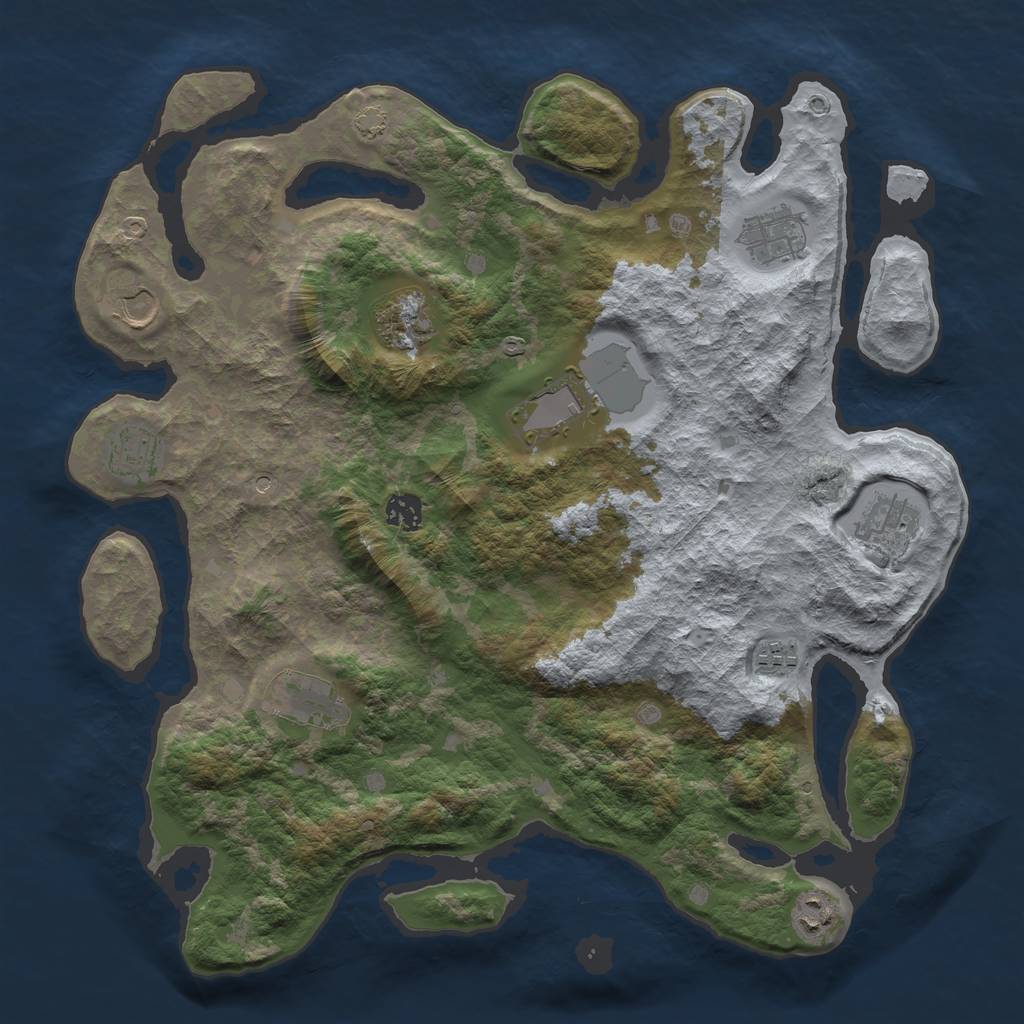 Rust Map: Barren, Size: 4000, Seed: 605503, 14 Monuments