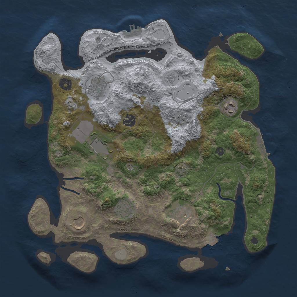 Rust Map: Procedural Map, Size: 3500, Seed: 809648326, 16 Monuments