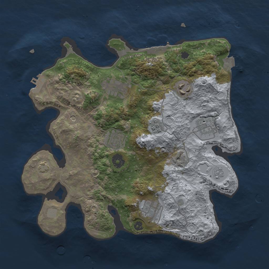 Rust Map: Procedural Map, Size: 3000, Seed: 1909286080, 14 Monuments