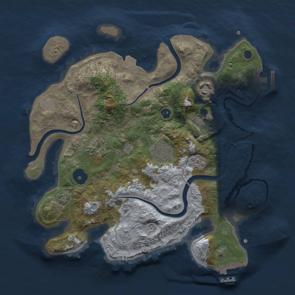 Rust Map: Procedural Map, Size: 3000, Seed: 7676, 11 Monuments