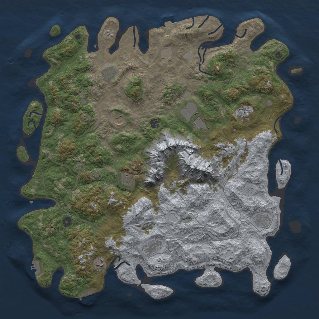 Rust Map: Procedural Map, Size: 5000, Seed: 6996, 19 Monuments