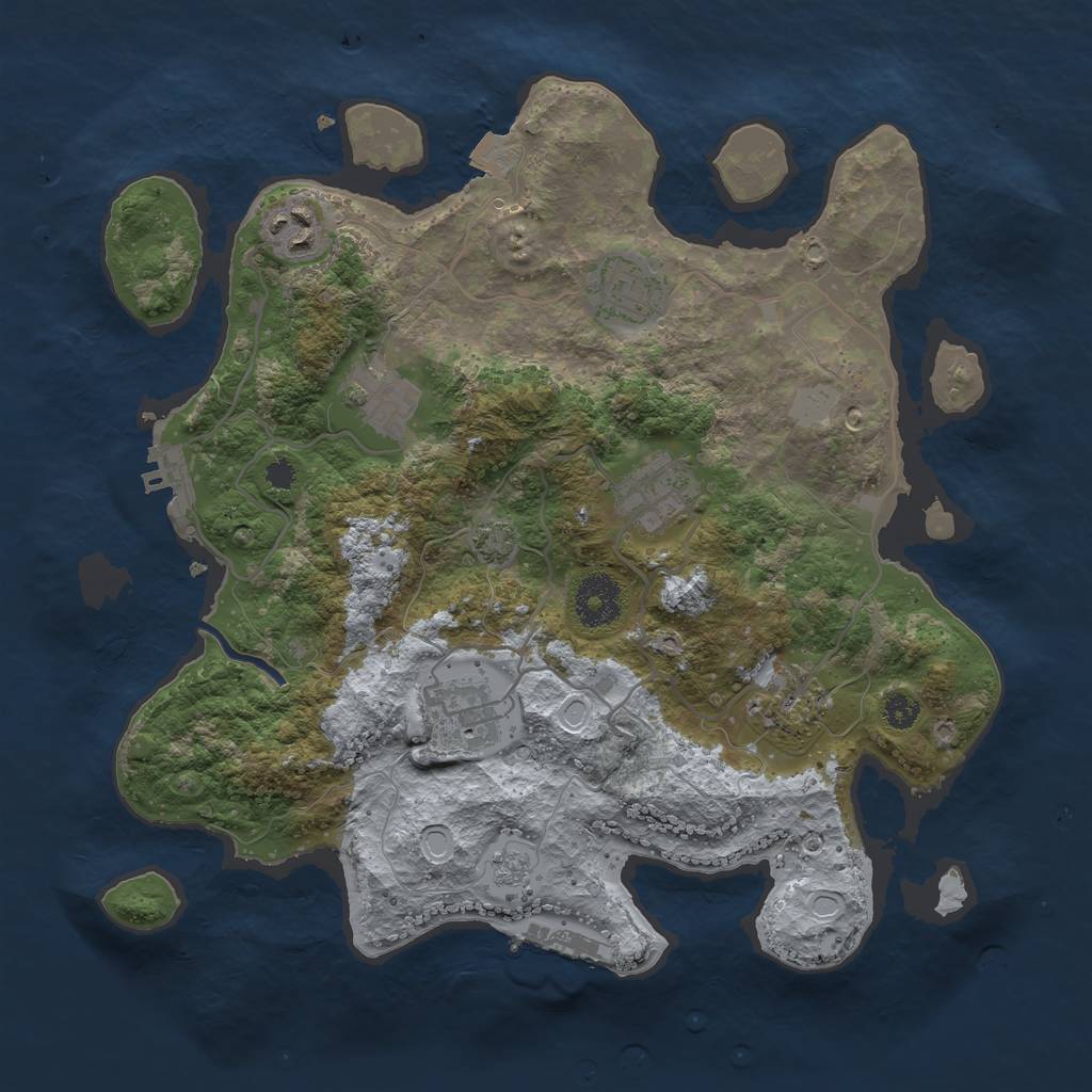 Rust Map: Procedural Map, Size: 3250, Seed: 236095833, 13 Monuments