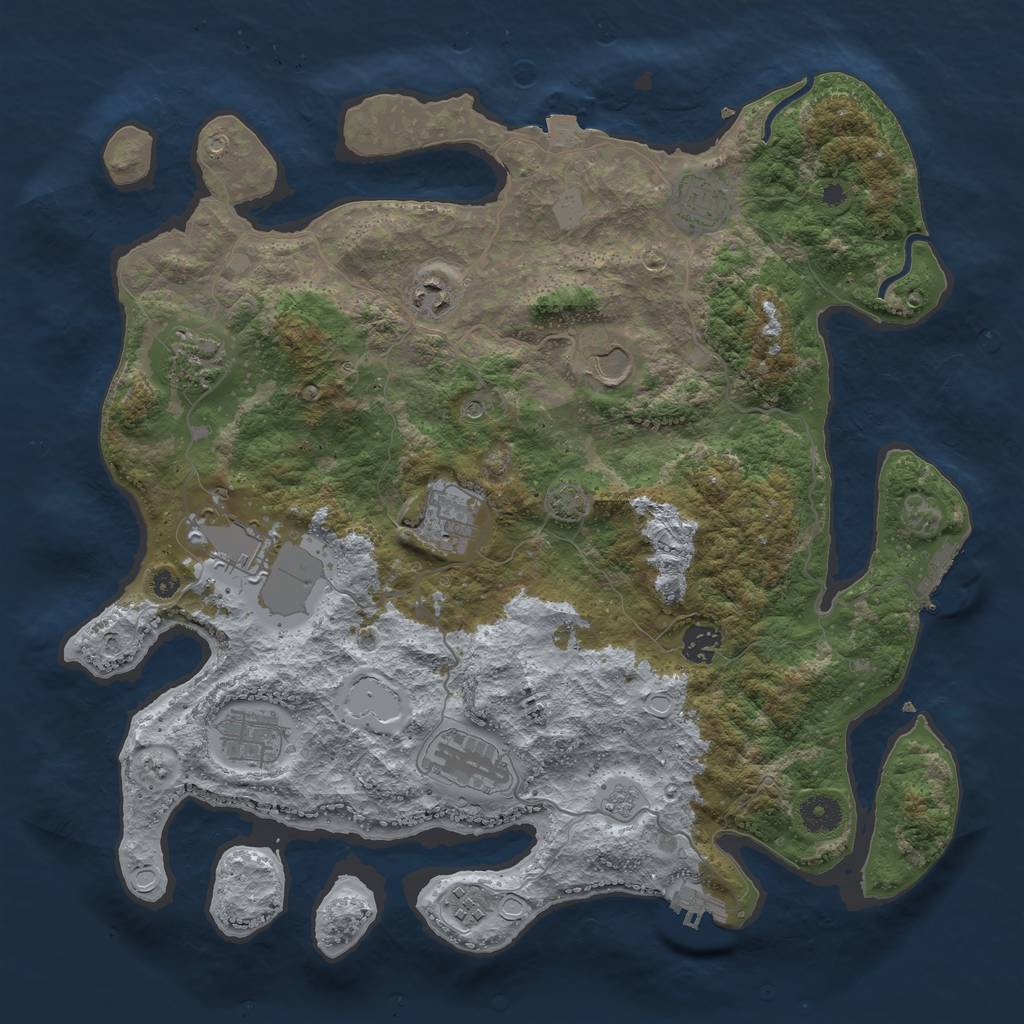 Rust Map: Procedural Map, Size: 3900, Seed: 36120145, 18 Monuments