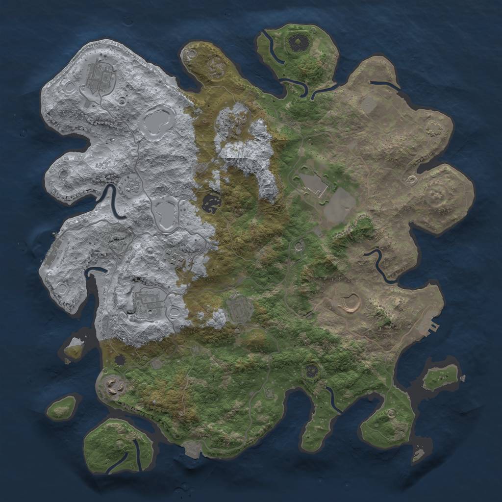 Rust Map: Procedural Map, Size: 3950, Seed: 14583533, 17 Monuments