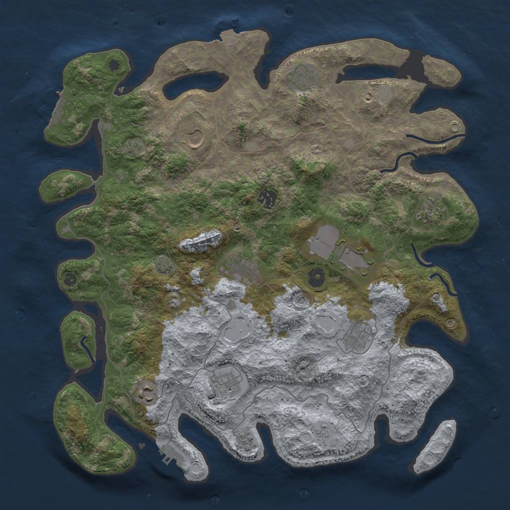 Rust Map: Procedural Map, Size: 4100, Seed: 67726285, 18 Monuments