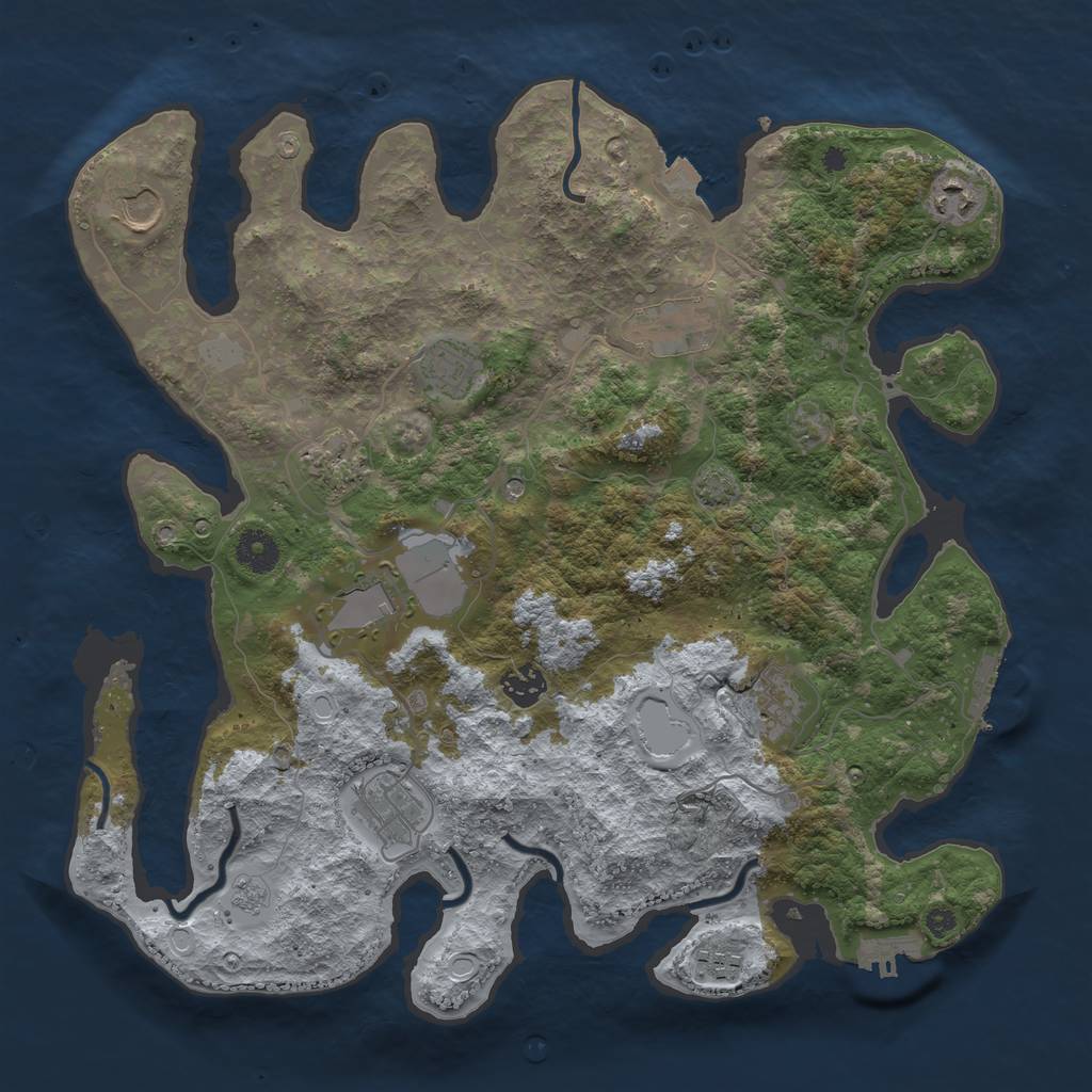 Rust Map: Procedural Map, Size: 3800, Seed: 26200038, 18 Monuments
