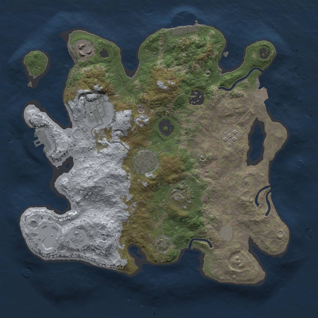 Rust Map: Procedural Map, Size: 3000, Seed: 1732954567, 14 Monuments