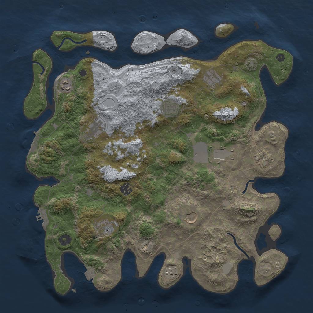 Rust Map: Procedural Map, Size: 3950, Seed: 8468154, 18 Monuments