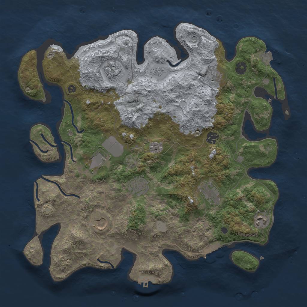 Rust Map: Procedural Map, Size: 3800, Seed: 77830461, 17 Monuments