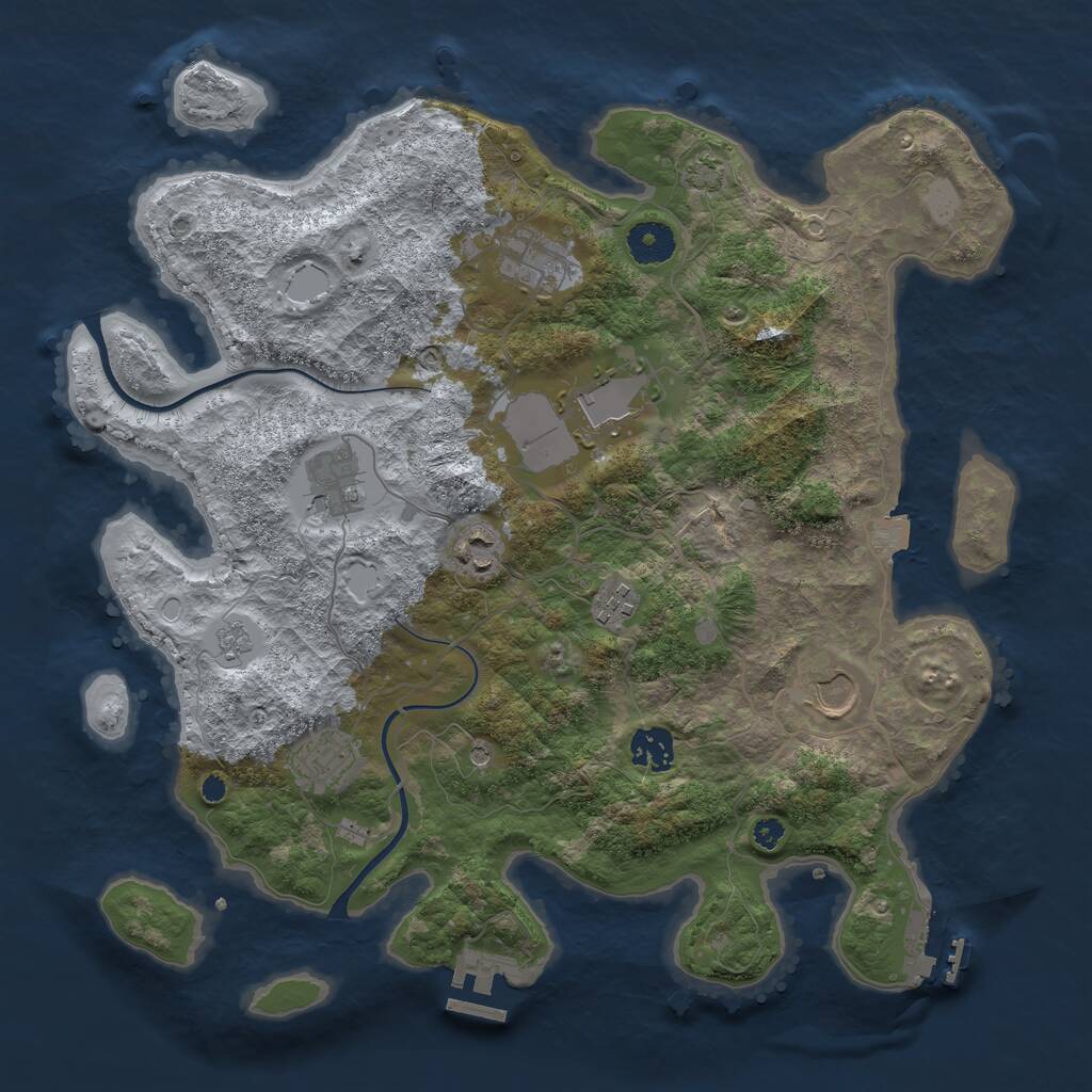 Rust Map: Procedural Map, Size: 3650, Seed: 20858104, 14 Monuments