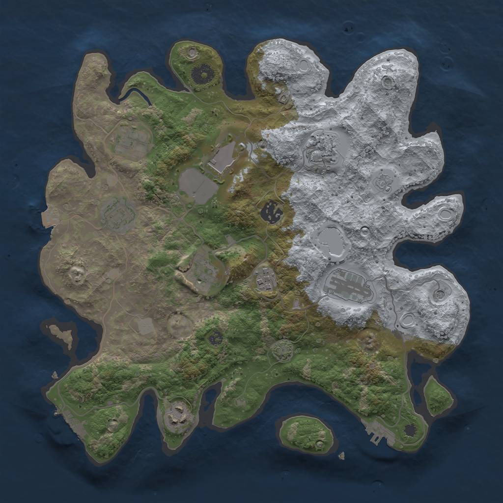 Rust Map: Procedural Map, Size: 3500, Seed: 59733891, 17 Monuments