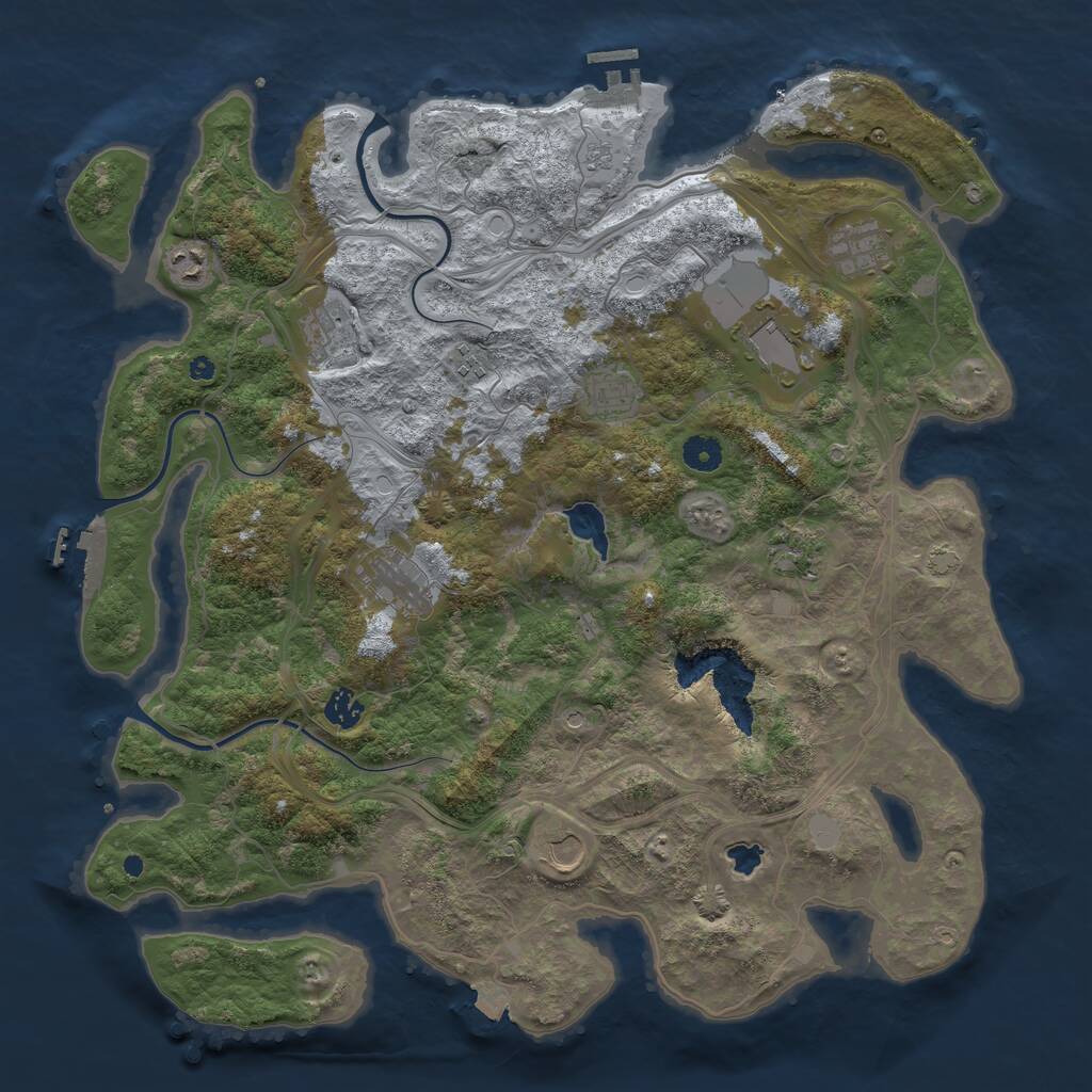 Rust Map: Procedural Map, Size: 4300, Seed: 50403077, 16 Monuments