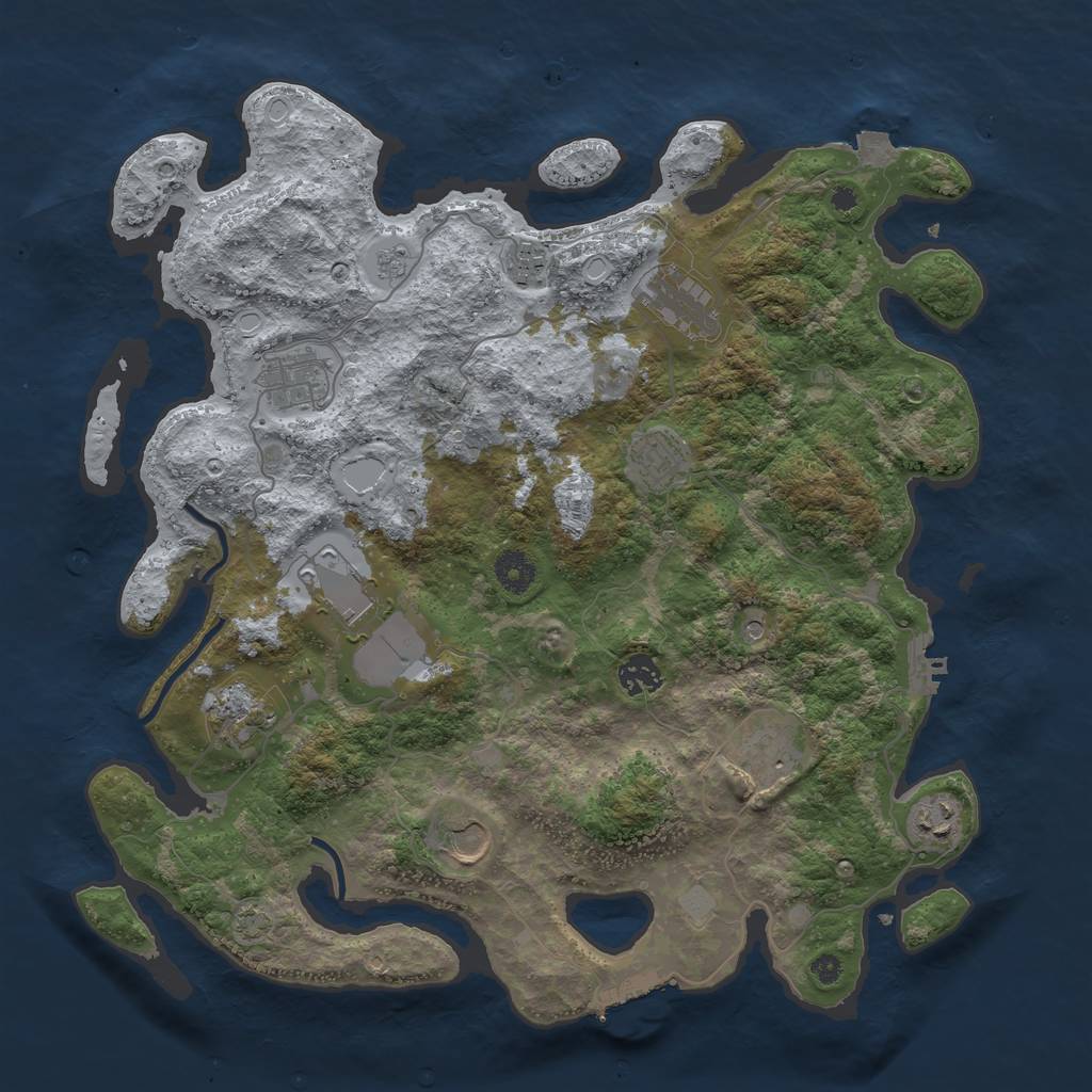 Rust Map: Procedural Map, Size: 3900, Seed: 98186570, 18 Monuments