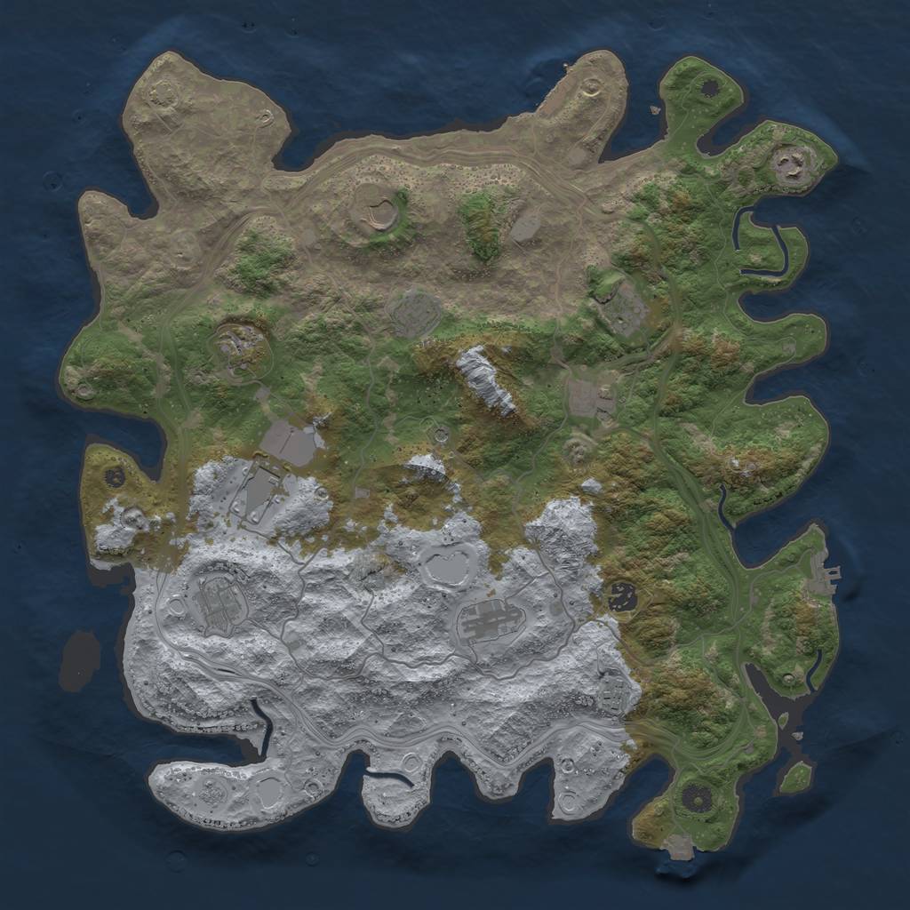 Rust Map: Procedural Map, Size: 4500, Seed: 1001424790, 19 Monuments