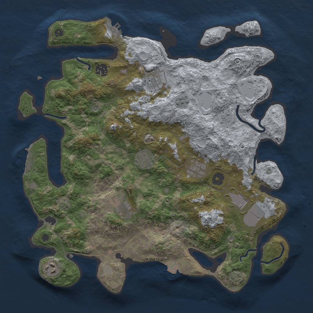 Rust Map: Procedural Map, Size: 3750, Seed: 42974521, 16 Monuments
