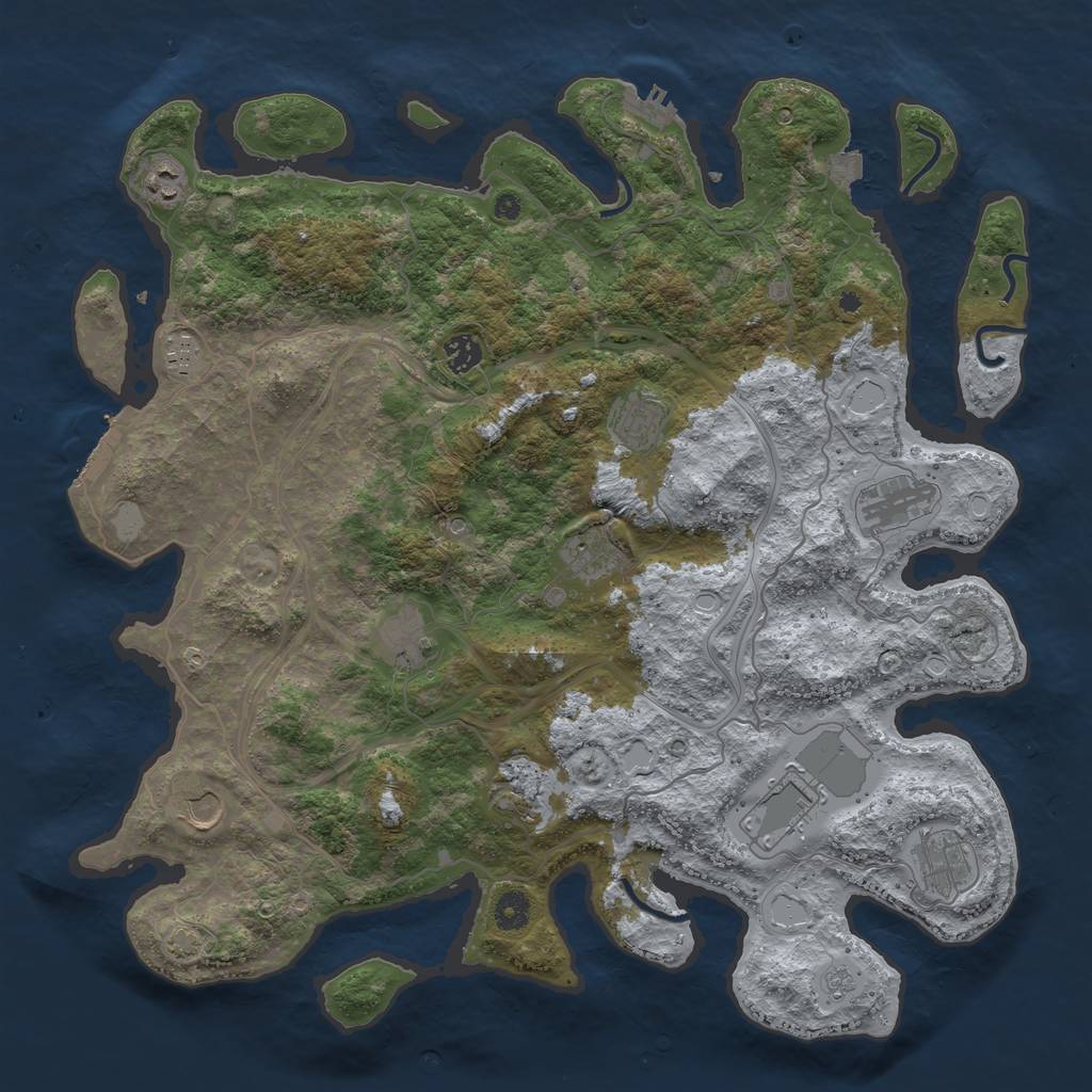 Rust Map: Procedural Map, Size: 4300, Seed: 5358525, 19 Monuments