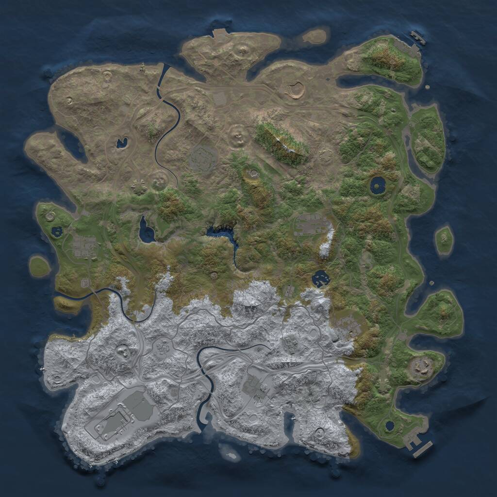 Rust Map: Procedural Map, Size: 4400, Seed: 89877459, 16 Monuments