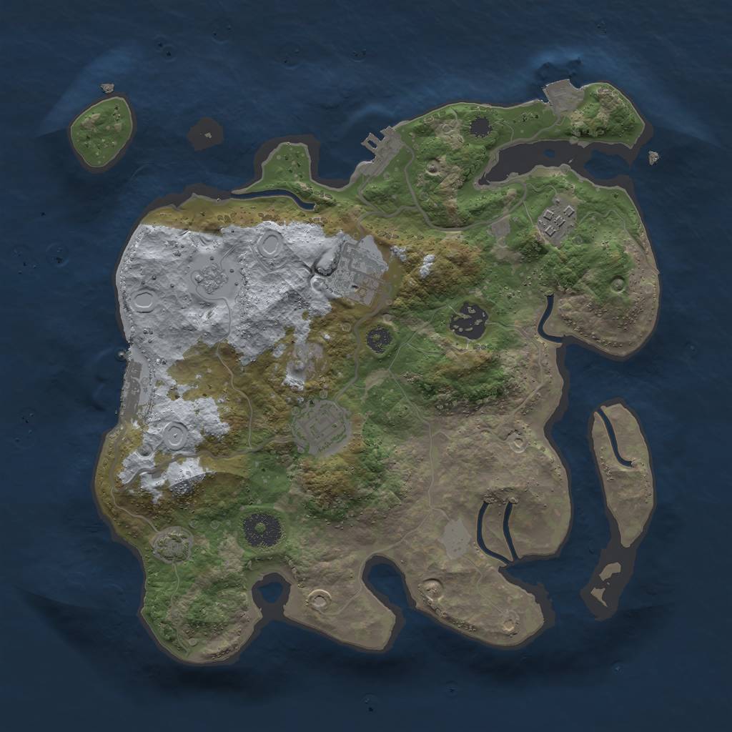 Rust Map: Procedural Map, Size: 3000, Seed: 1193481596, 11 Monuments