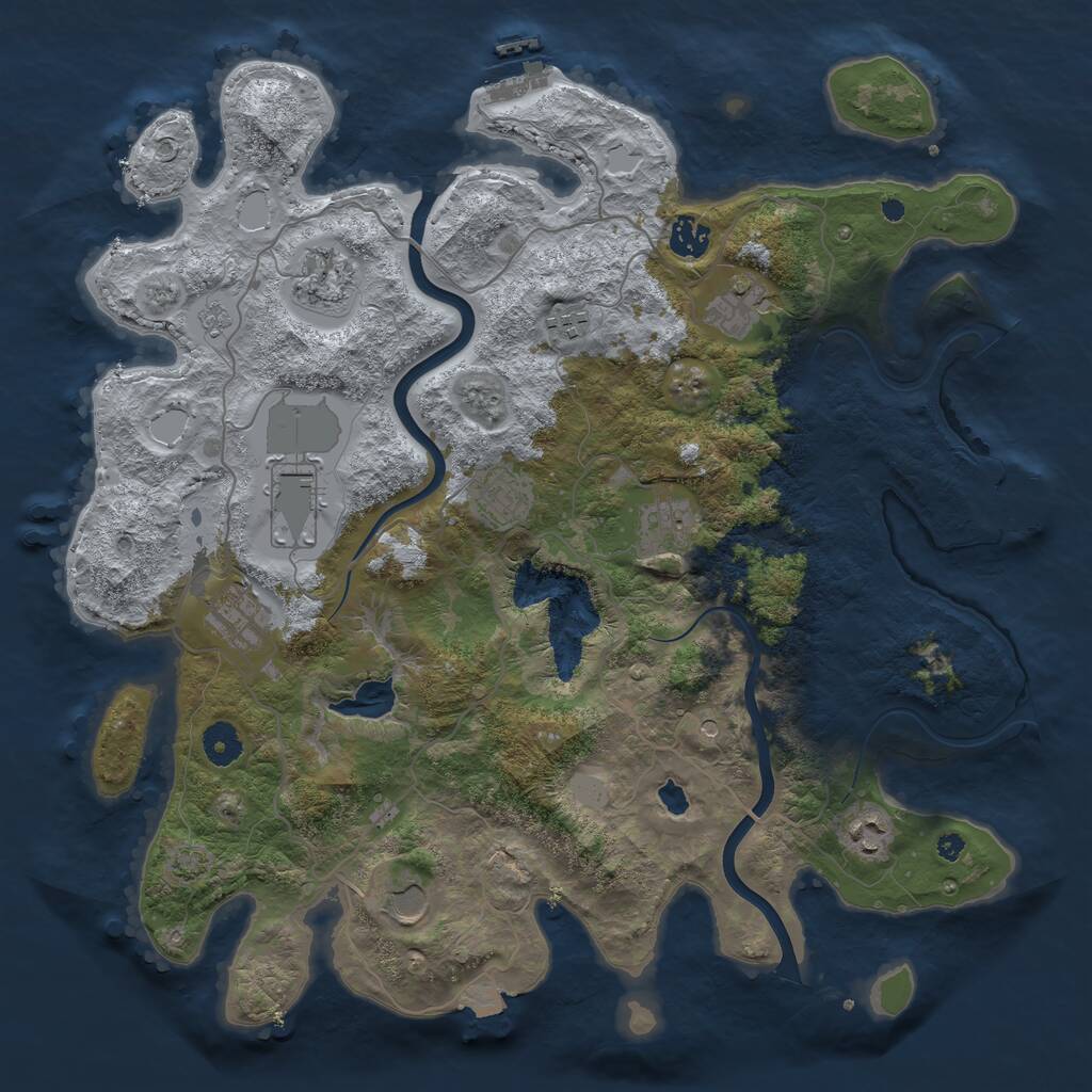 Rust Map: Procedural Map, Size: 4000, Seed: 83745, 16 Monuments