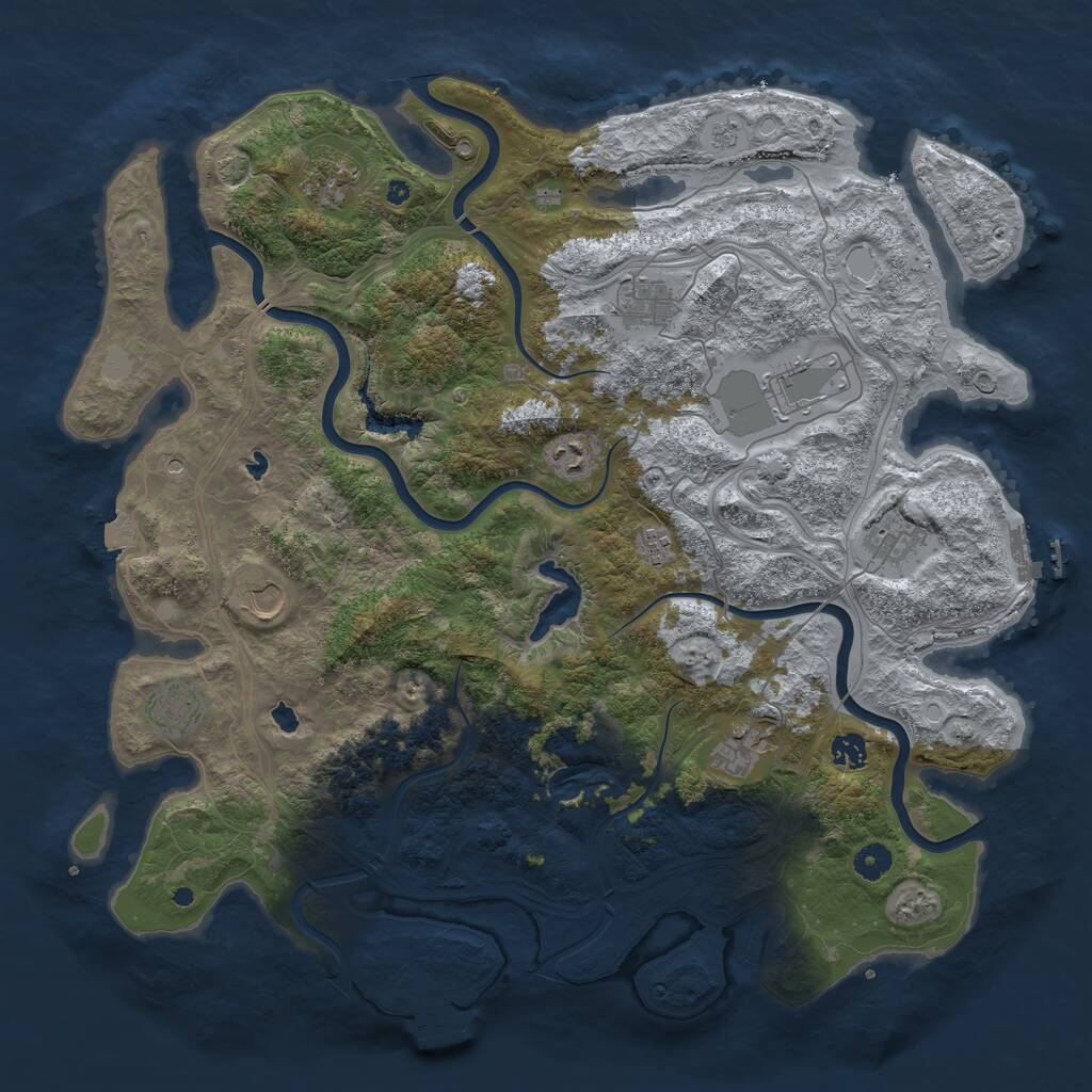 Rust Map: Procedural Map, Size: 4500, Seed: 1184764397, 16 Monuments