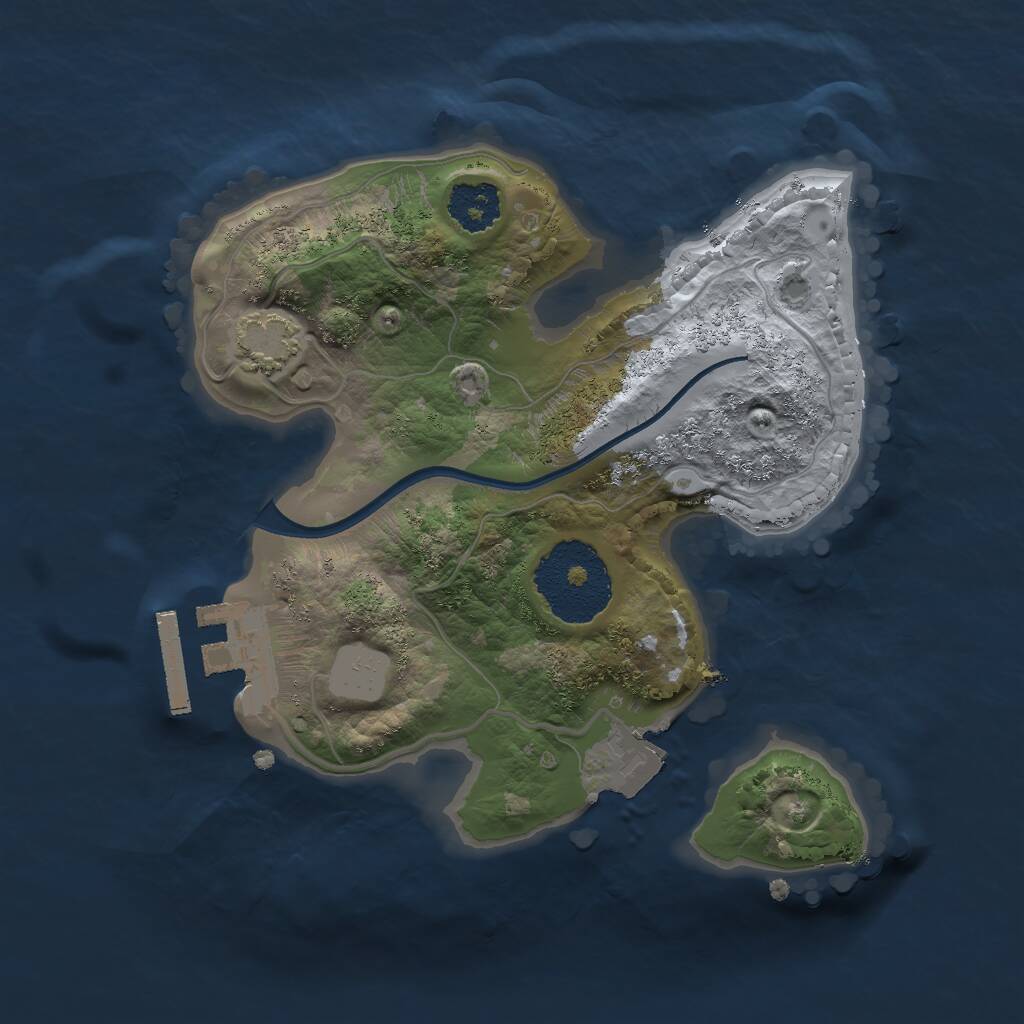 Rust Map: Procedural Map, Size: 2000, Seed: 20646, 3 Monuments