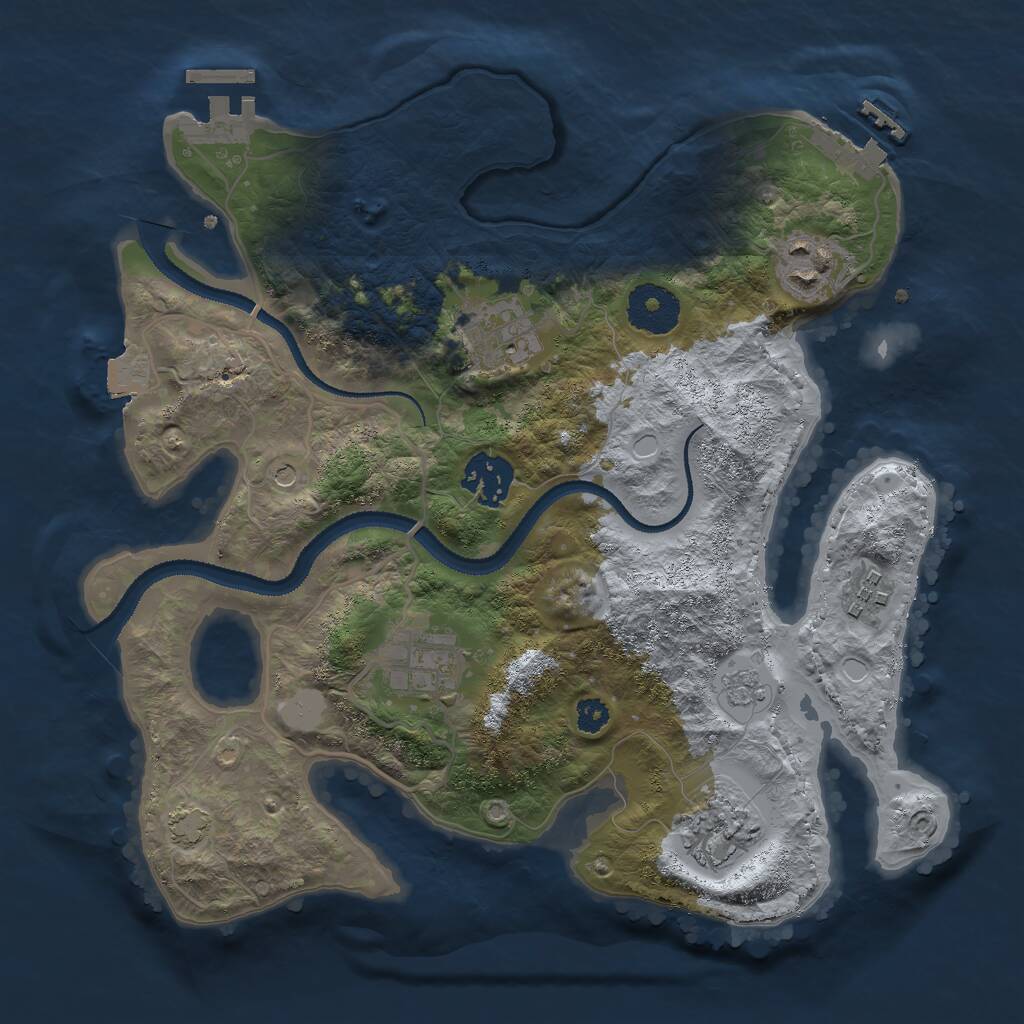 Rust Map: Procedural Map, Size: 3000, Seed: 29361, 12 Monuments