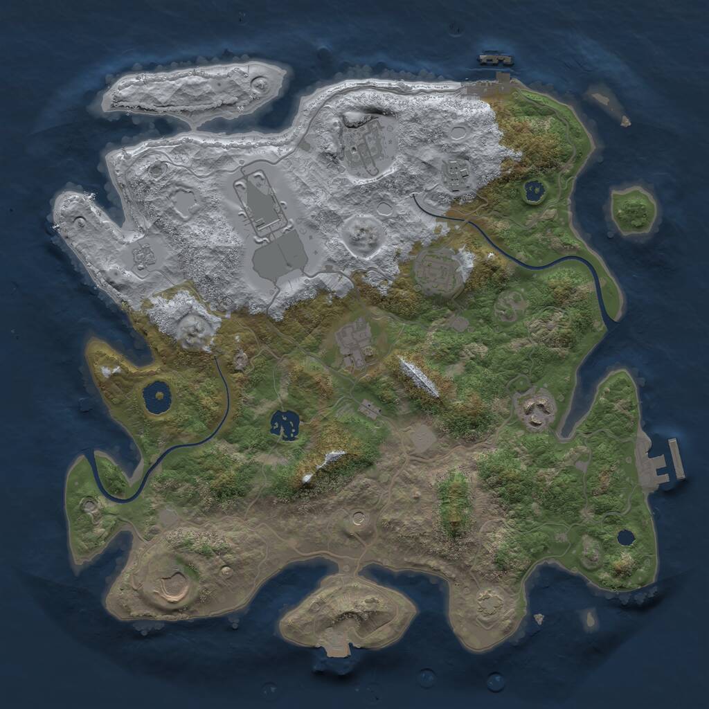 Rust Map: Procedural Map, Size: 3500, Seed: 205310864, 14 Monuments