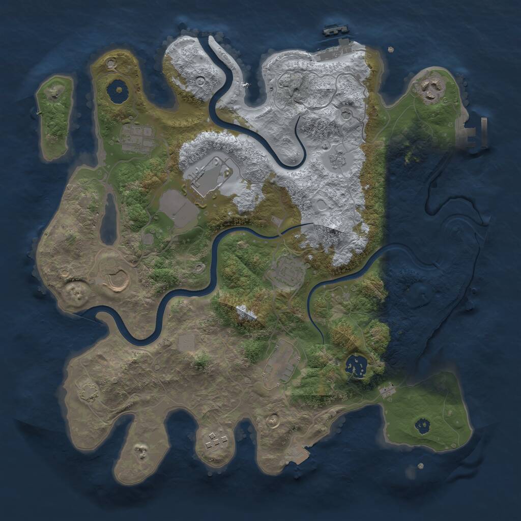 Rust Map: Procedural Map, Size: 3500, Seed: 637334191, 14 Monuments