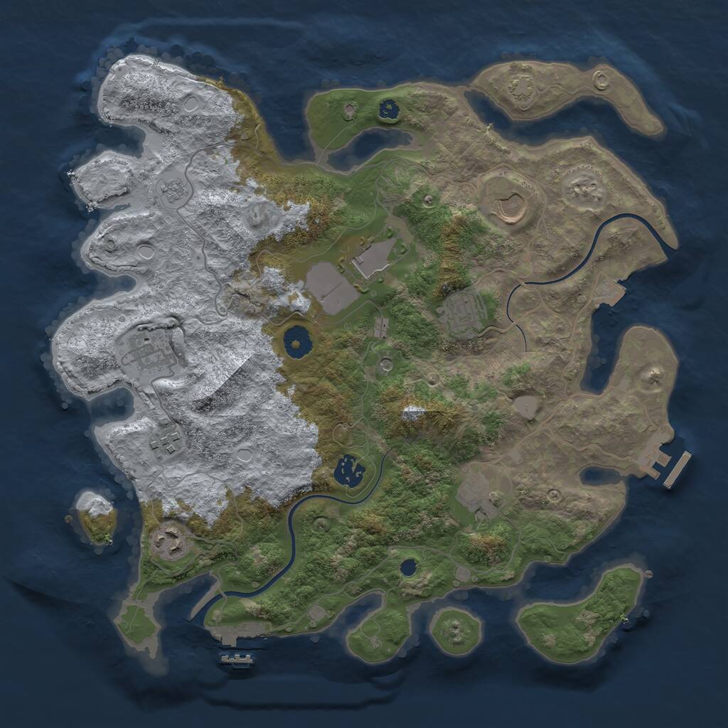 Rust Map: Procedural Map, Size: 3600, Seed: 1374395664, 14 Monuments