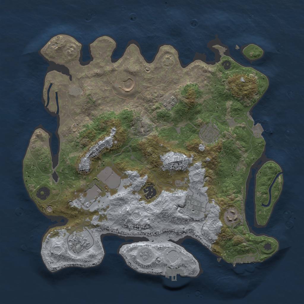 Rust Map: Procedural Map, Size: 3500, Seed: 1177923932, 15 Monuments