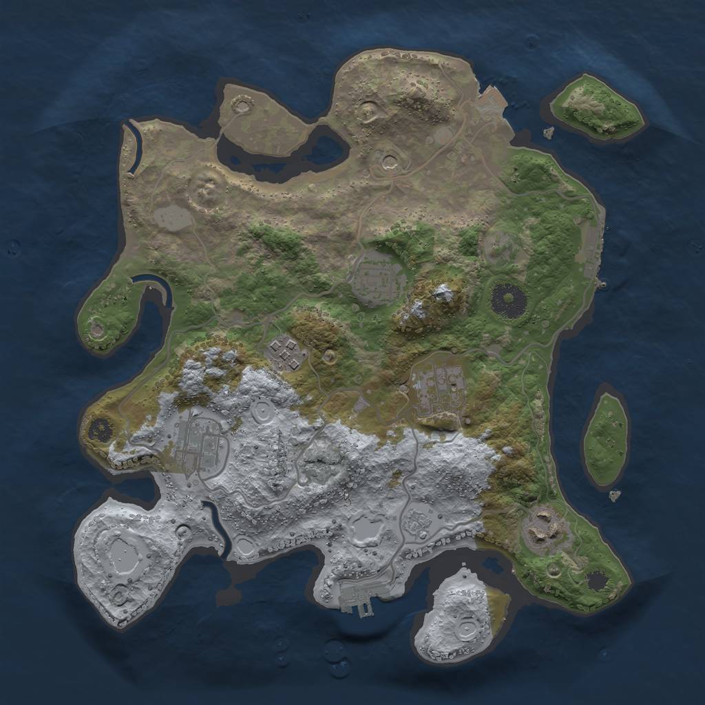 Rust Map: Procedural Map, Size: 3000, Seed: 1266815630, 12 Monuments