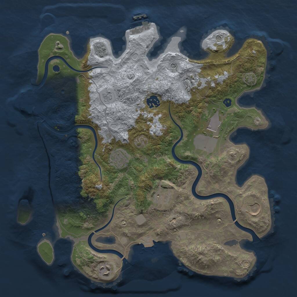 Rust Map: Procedural Map, Size: 3500, Seed: 17293, 14 Monuments