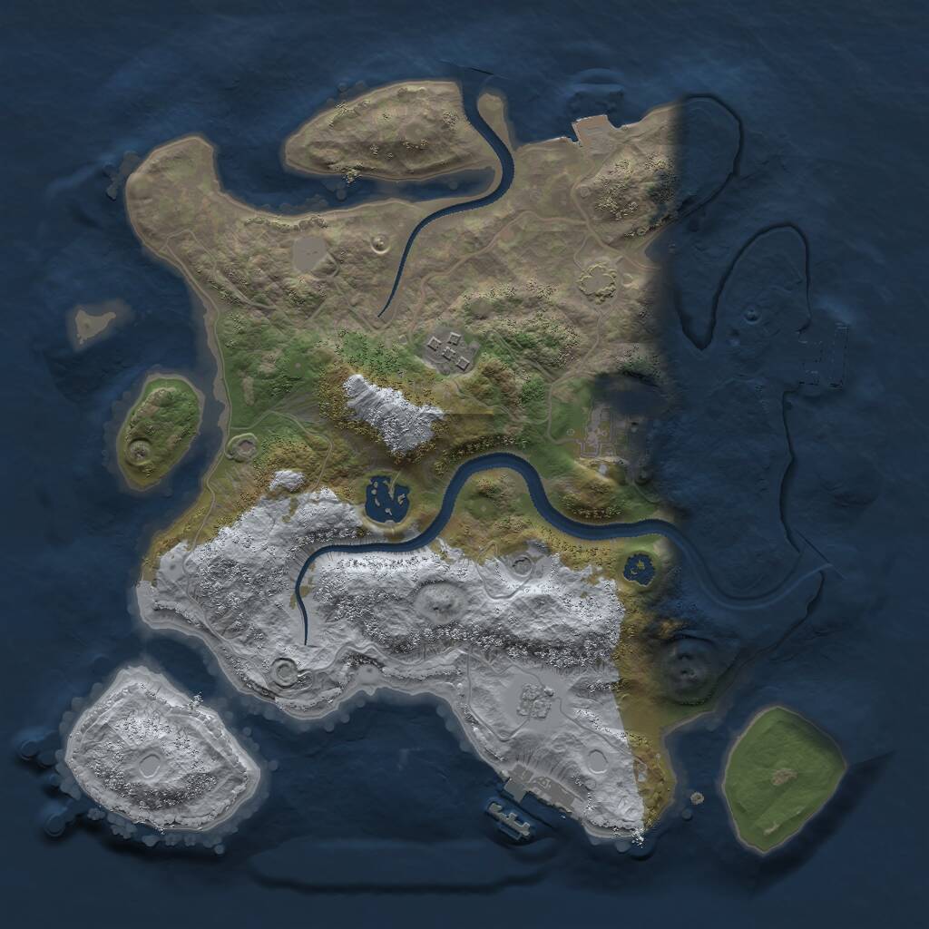 Rust Map: Procedural Map, Size: 3000, Seed: 24681012, 9 Monuments