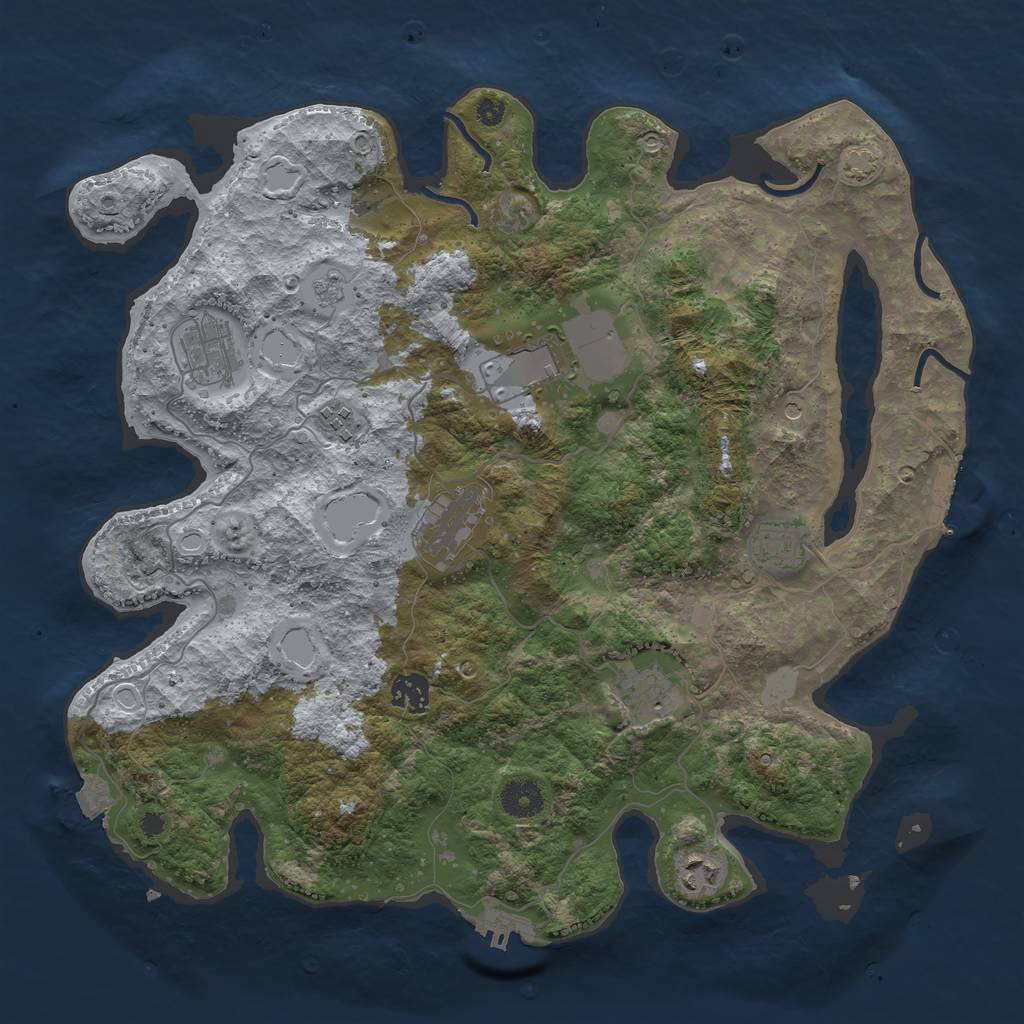 Rust Map: Procedural Map, Size: 3800, Seed: 76199862, 16 Monuments