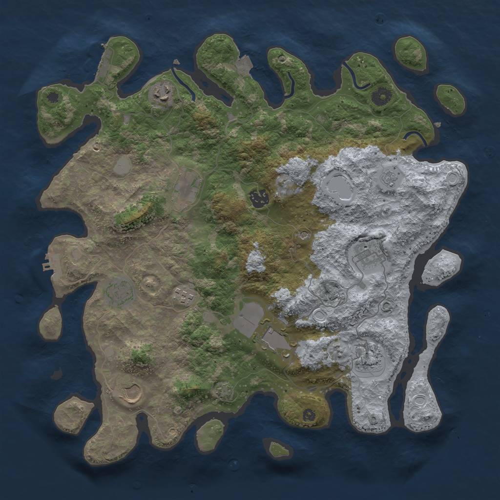 Rust Map: Procedural Map, Size: 3900, Seed: 65278144, 17 Monuments