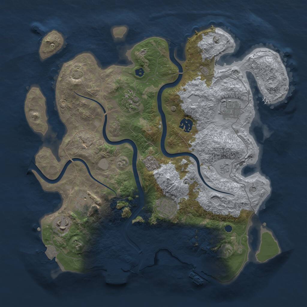 Rust Map: Procedural Map, Size: 3450, Seed: 1849751, 13 Monuments