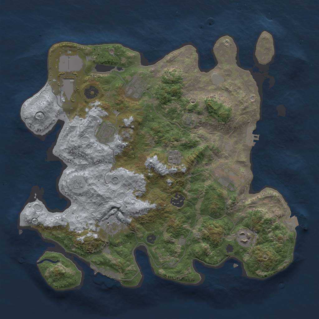 Rust Map: Procedural Map, Size: 3500, Seed: 50001, 16 Monuments