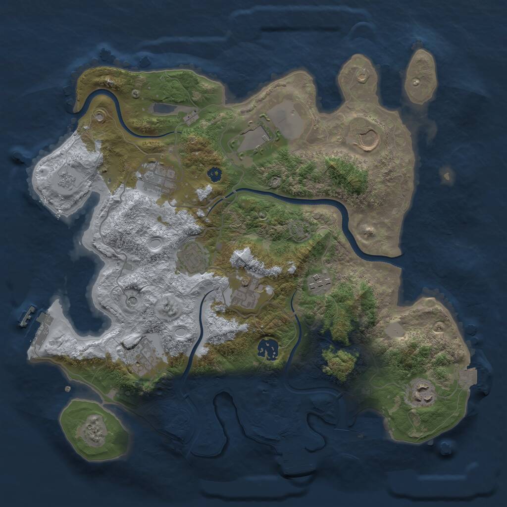 Rust Map: Procedural Map, Size: 3500, Seed: 50001, 15 Monuments