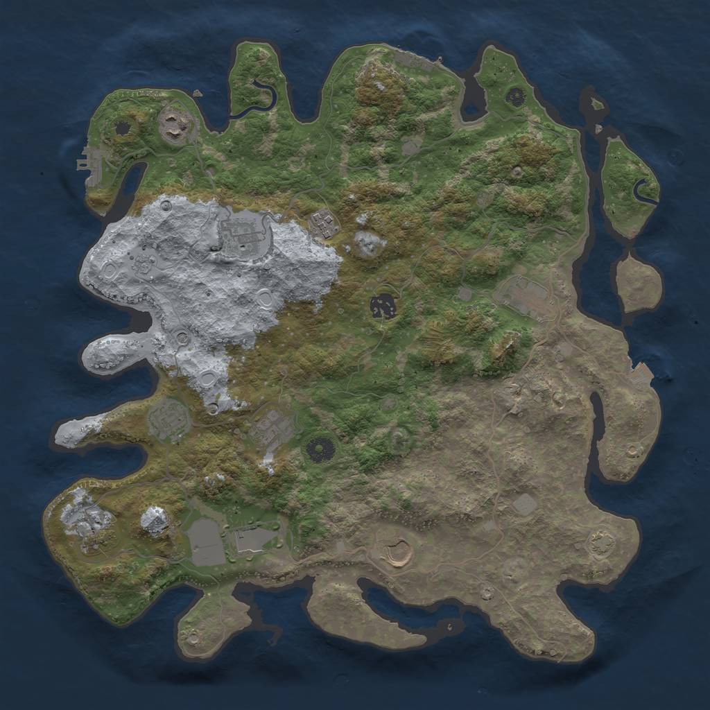 Rust Map: Procedural Map, Size: 3950, Seed: 28173568, 18 Monuments