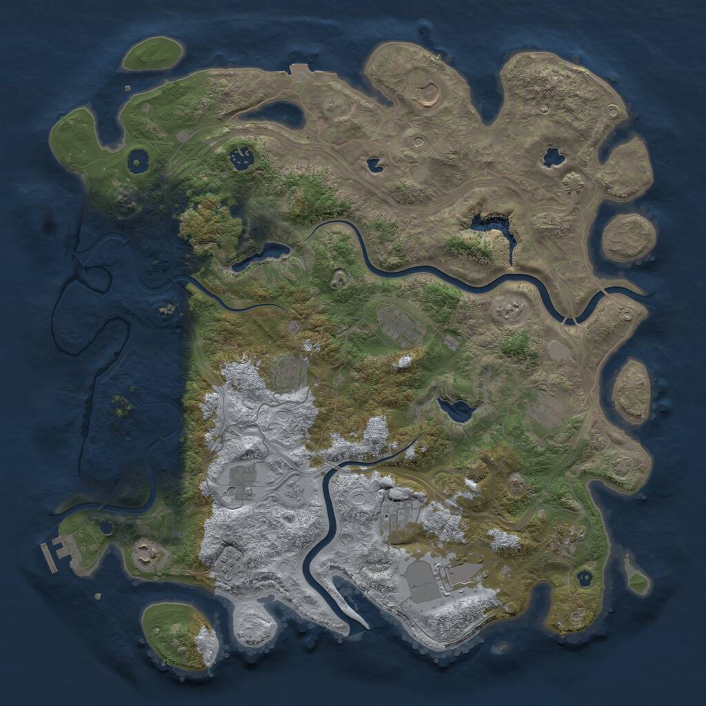 Rust Map: Procedural Map, Size: 4500, Seed: 1826239368, 16 Monuments