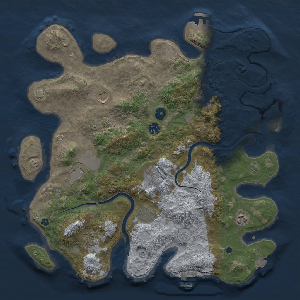 Rust Map: Procedural Map, Size: 3950, Seed: 29217496, 15 Monuments