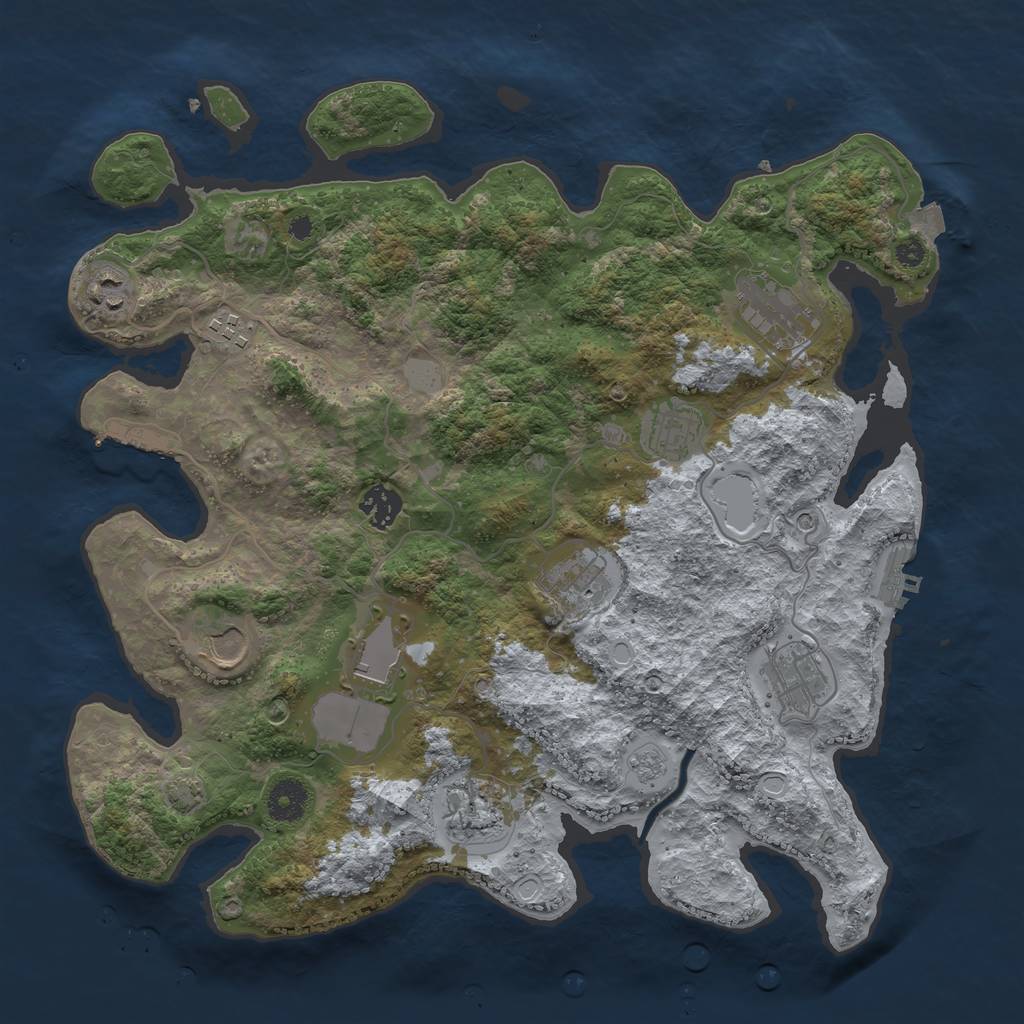 Rust Map: Procedural Map, Size: 3700, Seed: 853300718, 18 Monuments