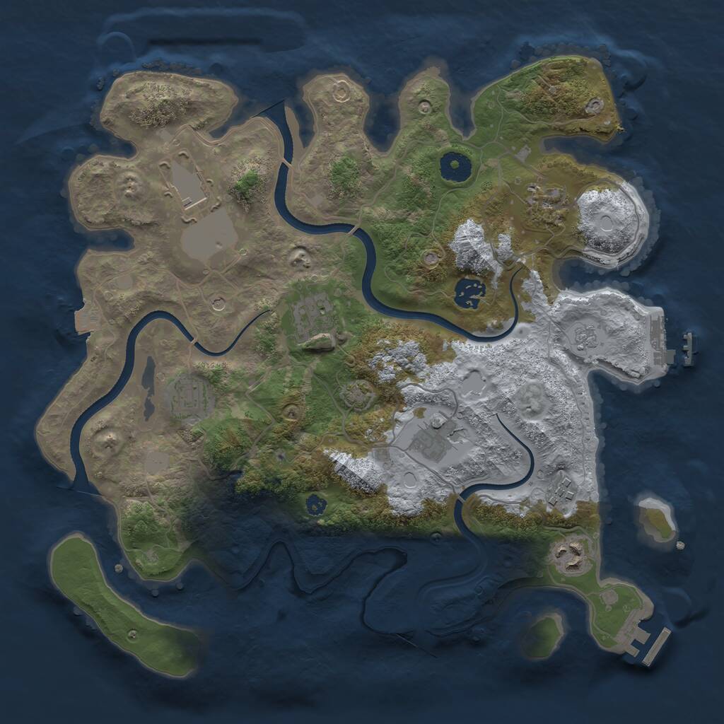 Rust Map: Procedural Map, Size: 3500, Seed: 13375, 14 Monuments
