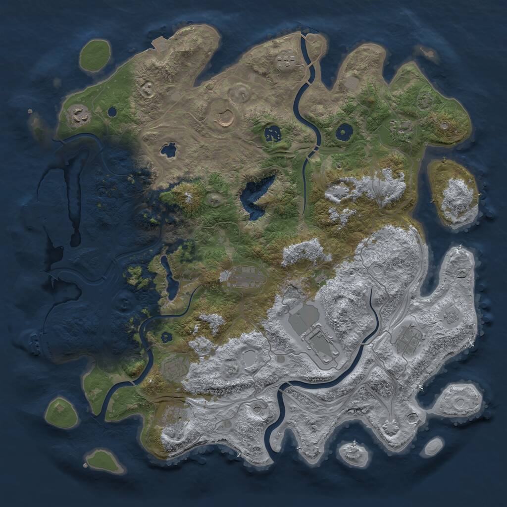 Rust Map: Procedural Map, Size: 4400, Seed: 56319402, 16 Monuments