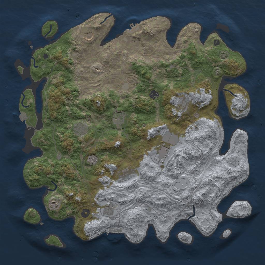 Rust Map: Procedural Map, Size: 4400, Seed: 56319402, 18 Monuments