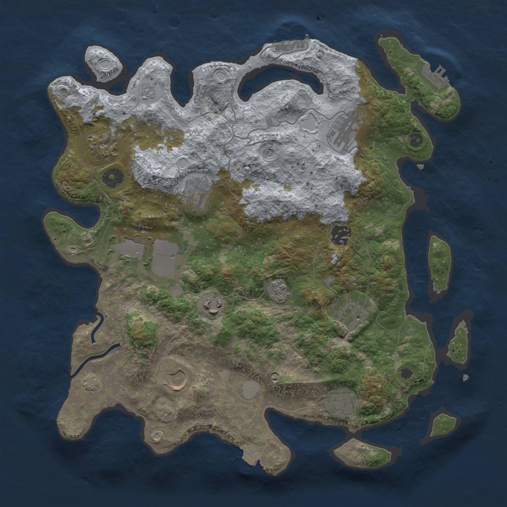 Rust Map: Procedural Map, Size: 3750, Seed: 28118654, 18 Monuments