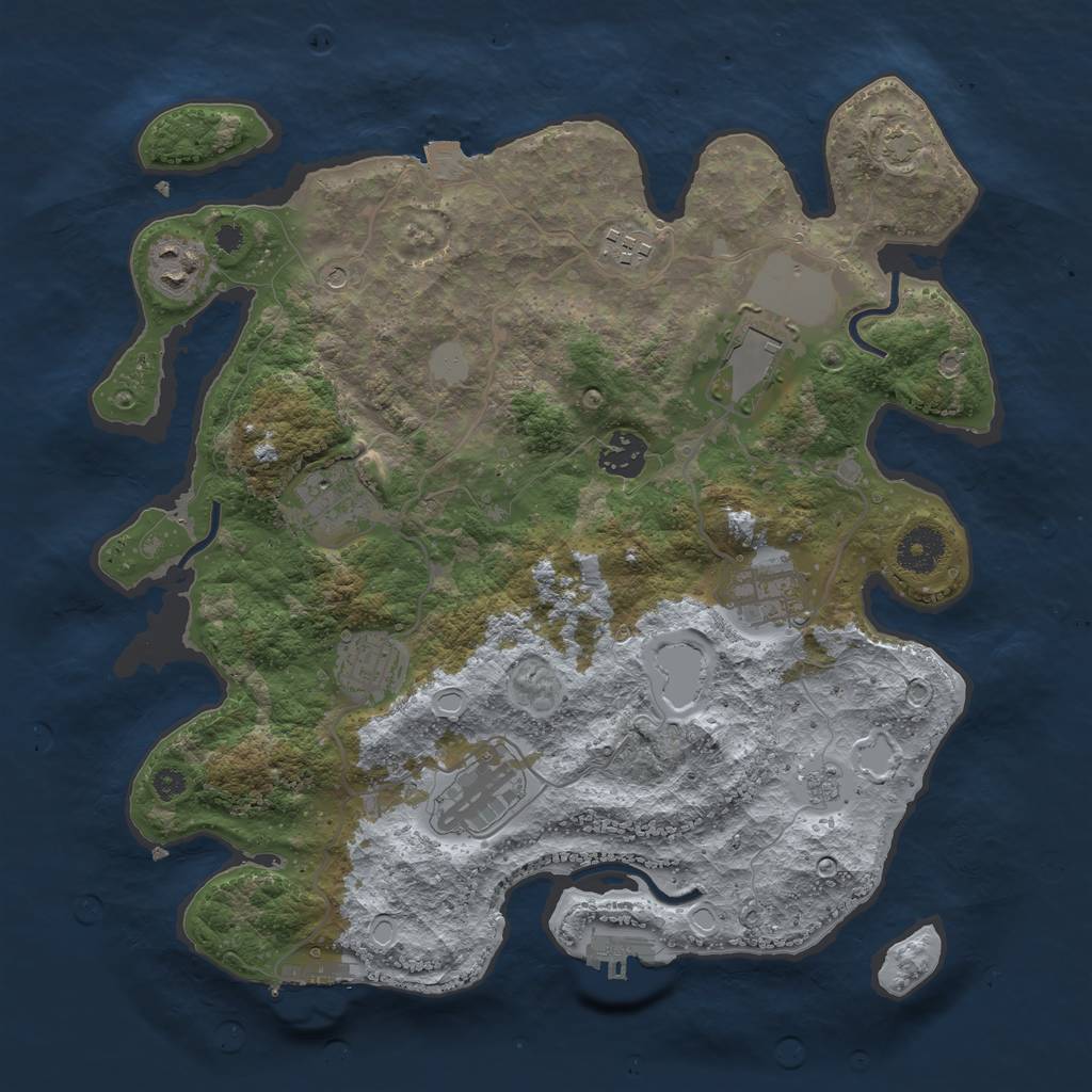 Rust Map: Procedural Map, Size: 3500, Seed: 64224264, 16 Monuments