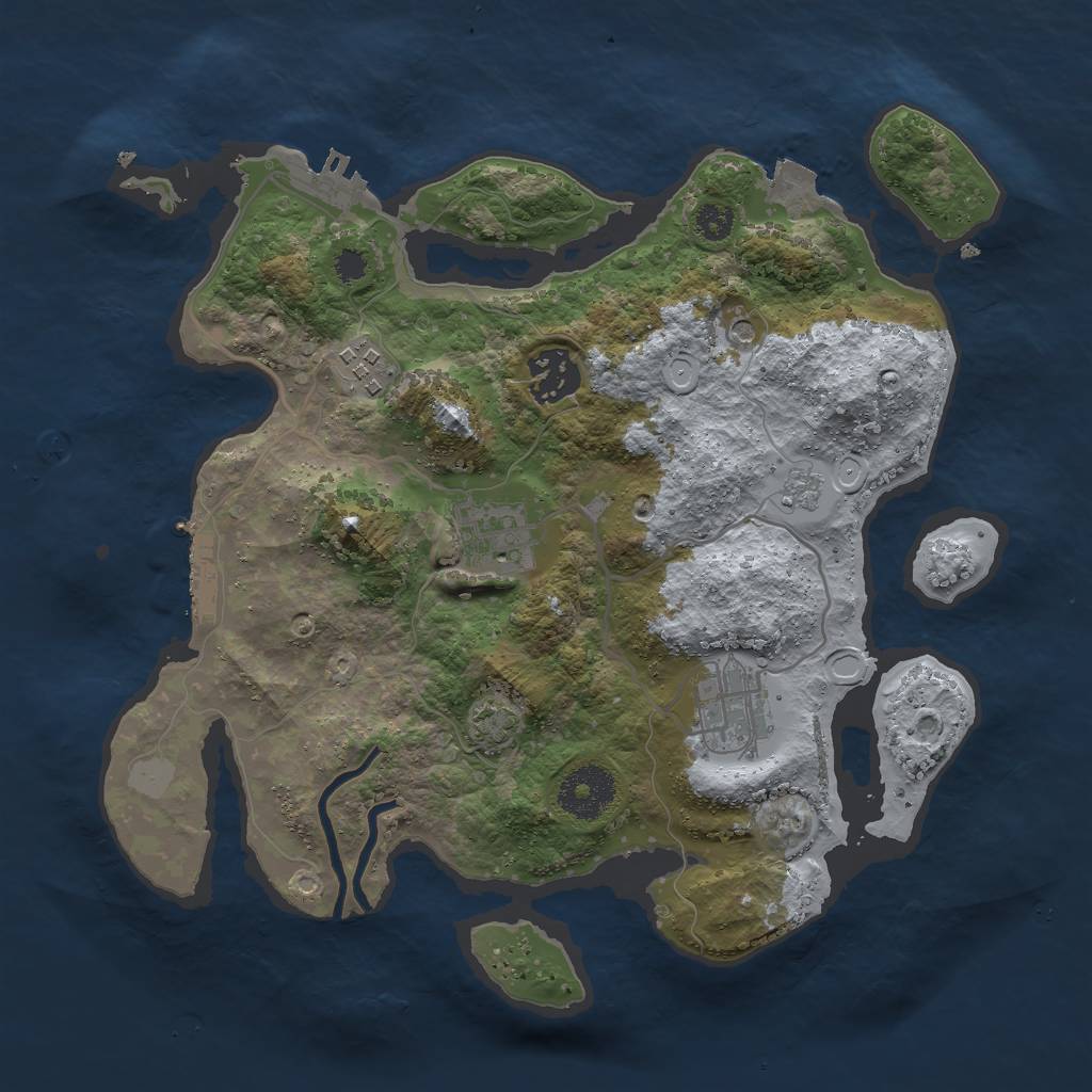 Rust Map: Procedural Map, Size: 3000, Seed: 2043743963, 12 Monuments